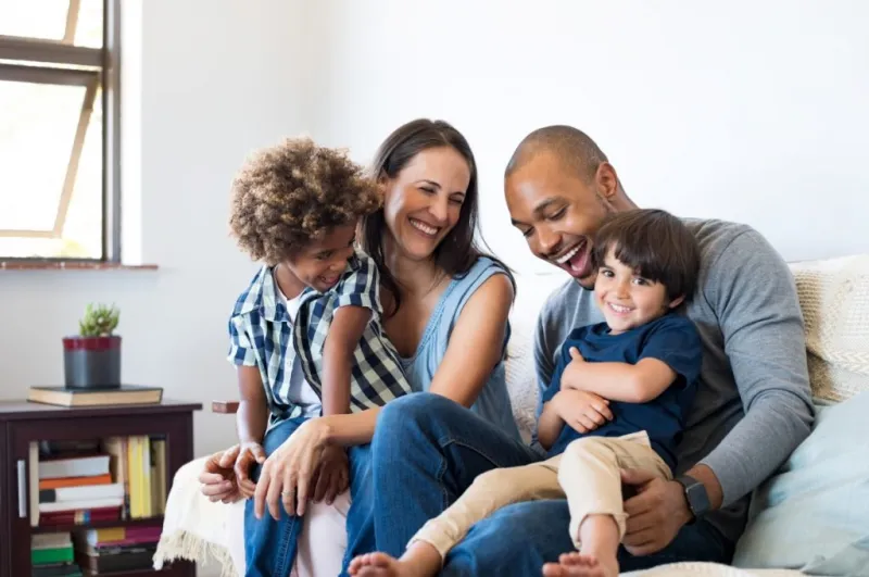 A family spending time together at home