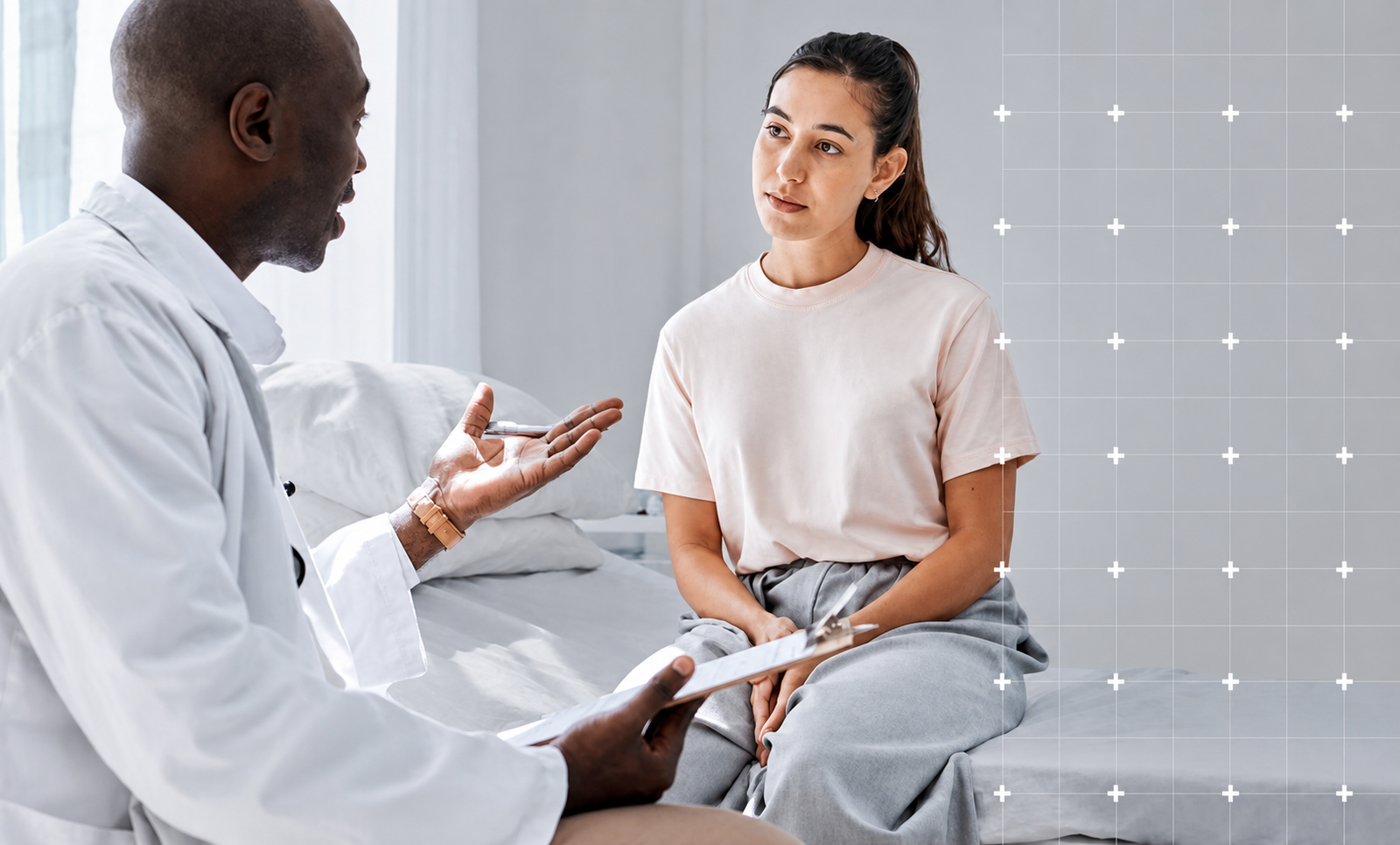 A patient beginning a conversation with a fertility doctor