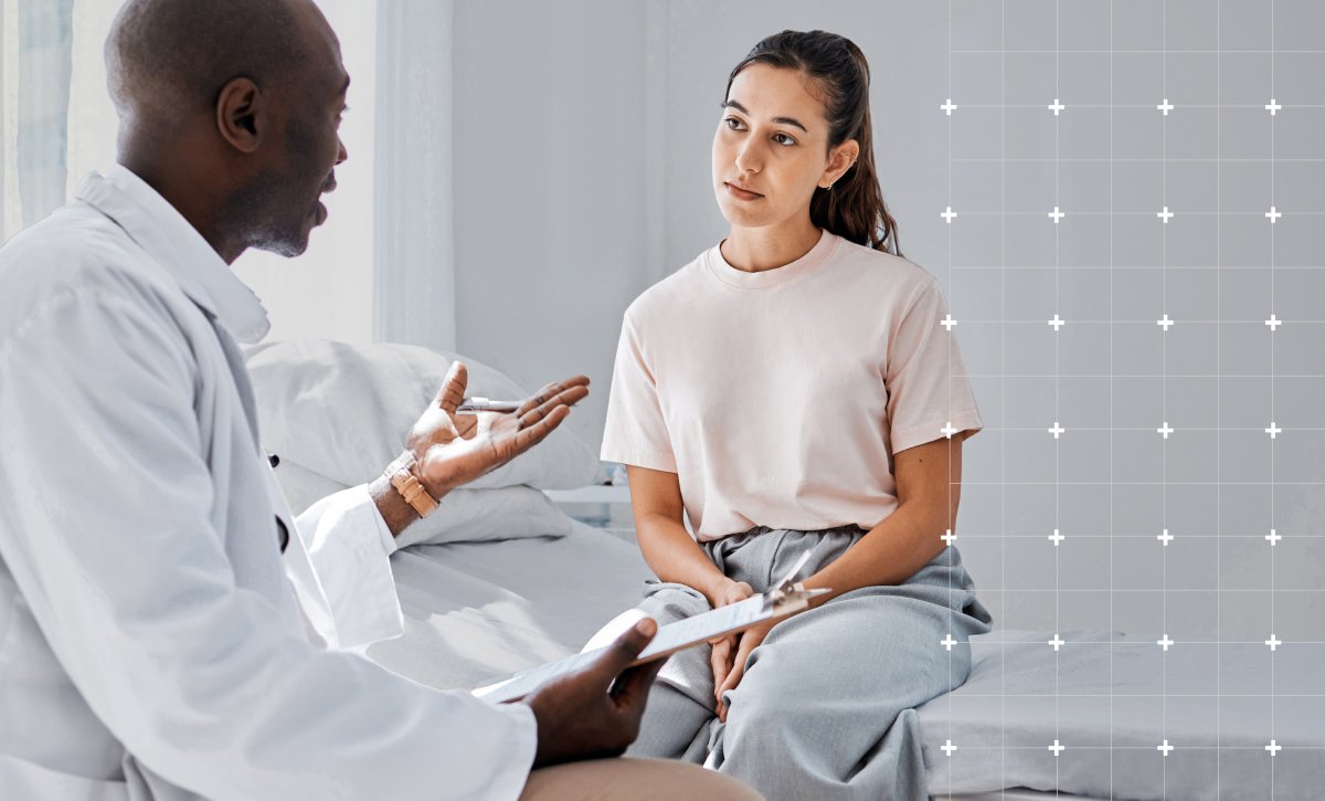 A patient discussing fertility questions with her physician
